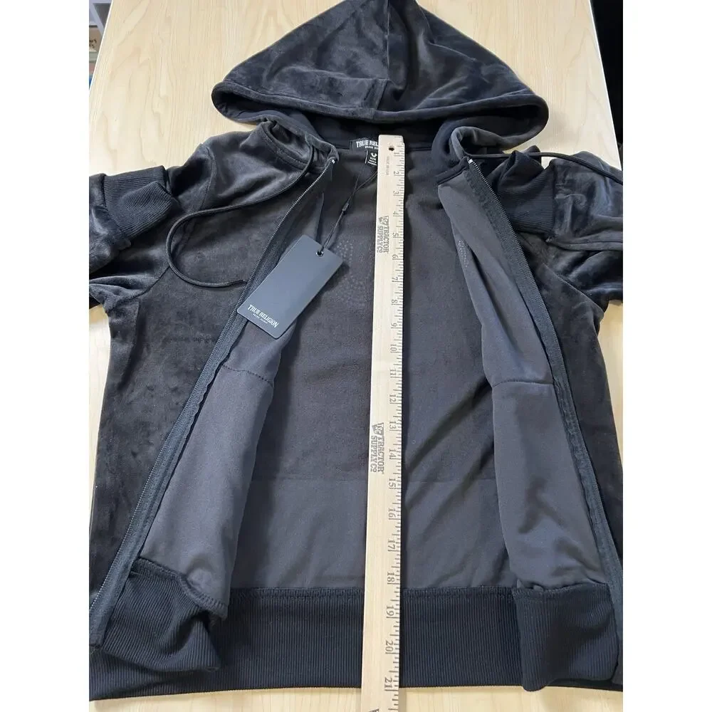 True Religion NWT Hoodie Mens M Black Buddha Full Zip Sweatshirt Jacket Sweater